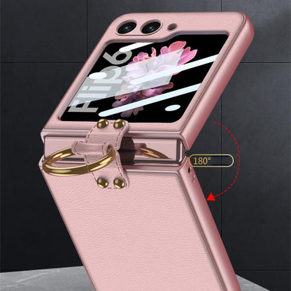 For Samsung Galaxy Z Flip6 GKK Integrated Ultra-thin Leather Phone Case with Ring Holder(Purple) by GKK