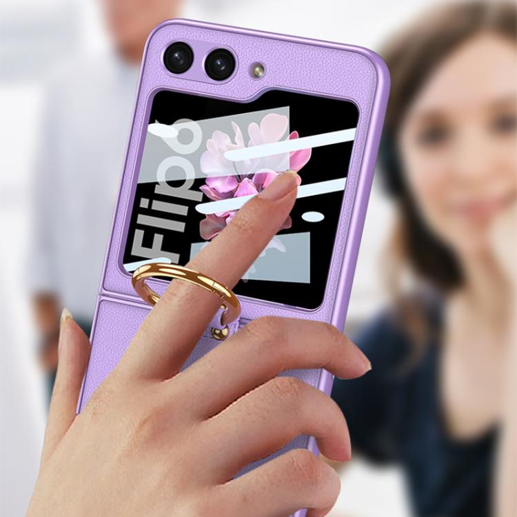 For Samsung Galaxy Z Flip6 GKK Integrated Ultra-thin Leather Phone Case with Ring Holder(Purple) by GKK