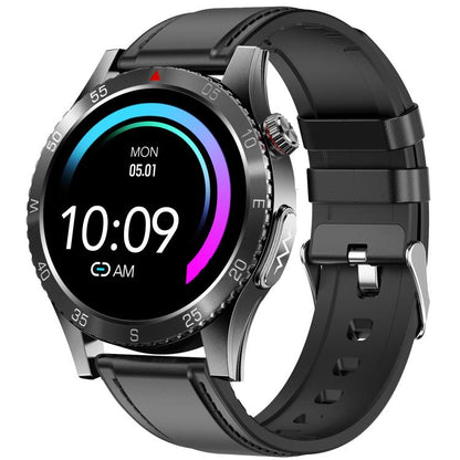 H9 1.43 inch Leather Strap ECG Smart Watch Supports Bluetooth Calls/Smart Voice Assistant(Black) by bashfashion