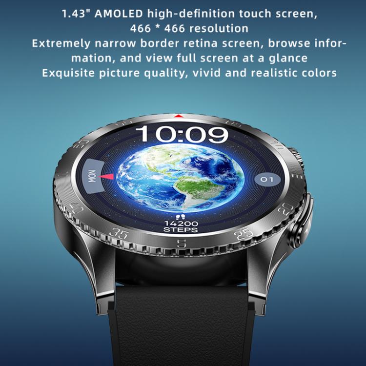 H9 1.43 inch Steel Strap ECG Smart Watch Supports Bluetooth Calls/Smart Voice Assistant(Black) by bashfashion