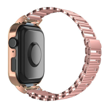 For Huawei Watch Fit3 Hollow Chain Metal Frame Watch Band(Rose Gold+Rose Pink) by bashfashion