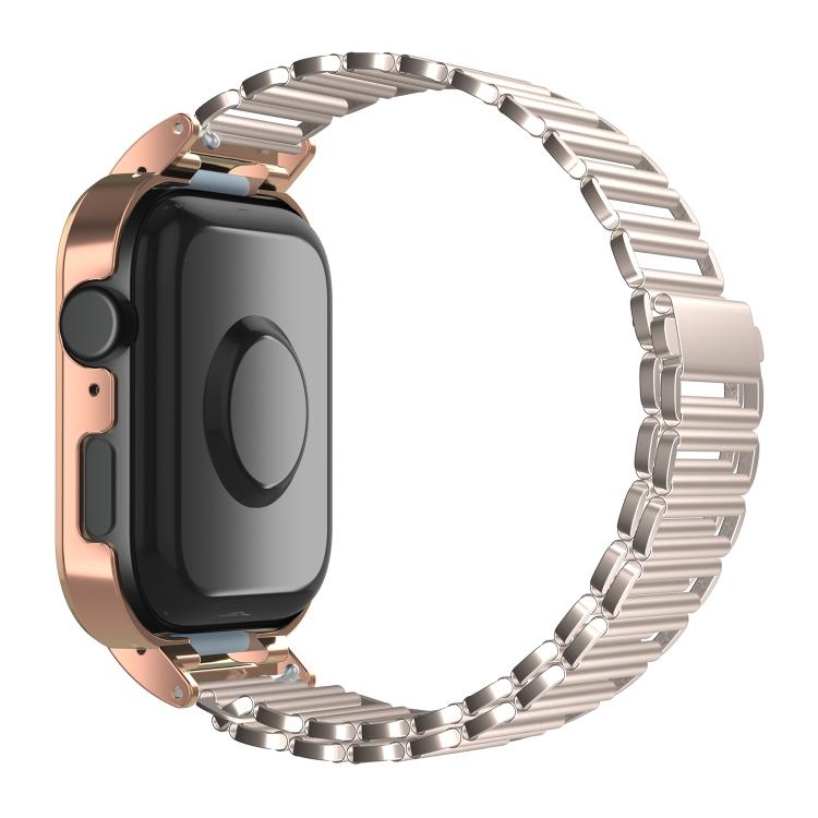 For Huawei Watch Fit3 Hollow Chain Metal Frame Watch Band(Rose Gold+Starlight) by bashfashion