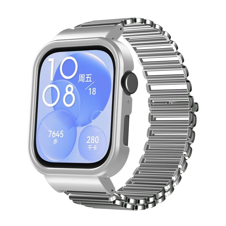 For Huawei Watch Fit3 Hollow Chain Metal Frame Watch Band(Silver) by bashfashion