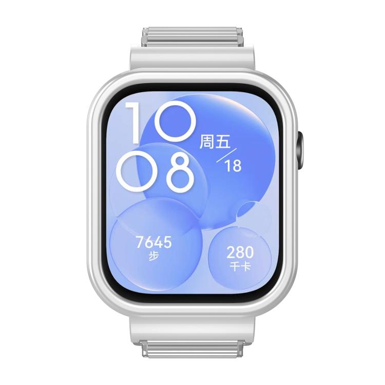 For Huawei Watch Fit3 Hollow Chain Metal Frame Watch Band(Silver) by bashfashion