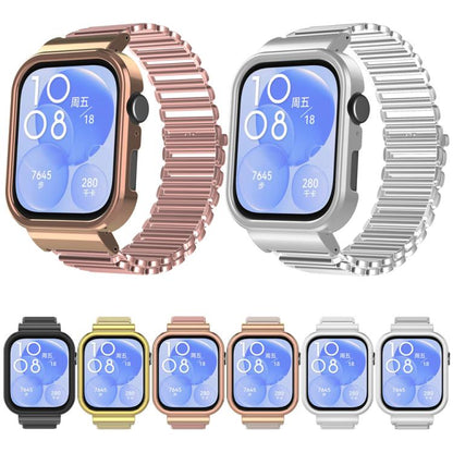 For Huawei Watch Fit3 Hollow Chain Metal Frame Watch Band(Gold) by bashfashion