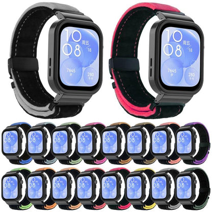 For Huawei Watch Fit3 Brushed Metal Black Frame Watch Band(Black Purple) by bashfashion