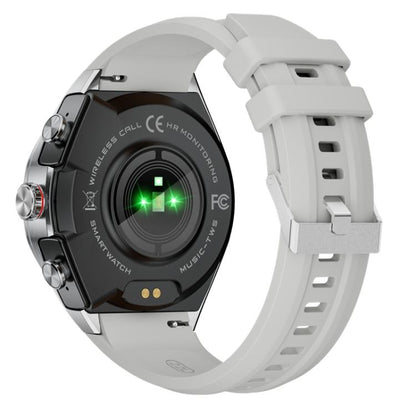 GT97 1.53 inch Round Screen 2 in 1 Bluetooth Earphone Silicone Strap Smart Watch Supports Bluetooth Calls(Silver) by bashfashion