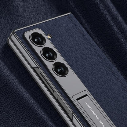 For Samsung Galaxy Z Fold6 GKK Integrated Magnetic Phantom Leather Hinge Phone Case with Holder(Pink) by GKK