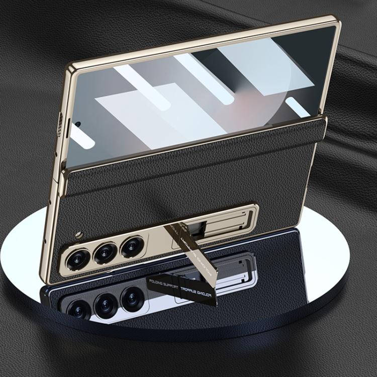 For Samsung Galaxy Z Fold6 GKK Integrated Magnetic Phantom Leather Hinge Phone Case with Holder(Pink) by GKK