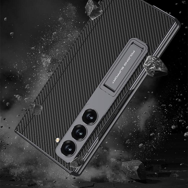 For Samsung Galaxy Z Fold6 GKK Integrated Magnetic Phantom Leather Hinge Phone Case with Holder(Pink) by GKK