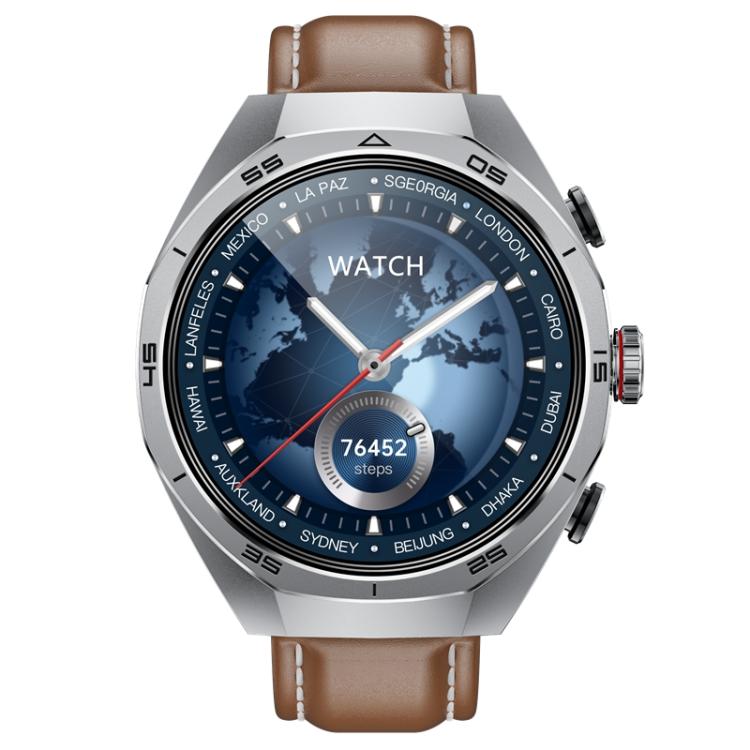 GT97 1.53 inch Round Screen 2 in 1 Bluetooth Earphone Leather Strap Smart Watch Supports Bluetooth Calls(Silver) by bashfashion