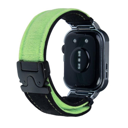 For Huawei Watch Fit3 Brushed Metal Silver Frame Watch Band(Black Grass Green) by bashfashion