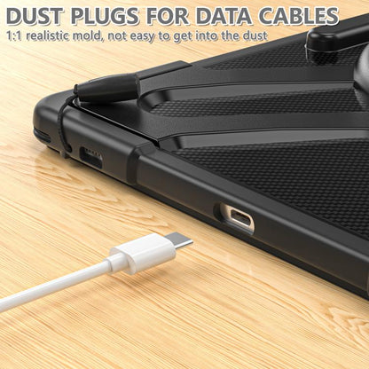 For Samsung Galaxy Tab S10 Ultra / S9 Ultra Rotatable Kickstand Grip Silicone Hybrid PC Tablet Case(Black) by bashfashion