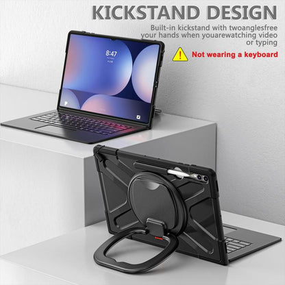 For Samsung Galaxy Tab S10 Ultra / S9 Ultra Handle Kickstand Silicone Hybrid PC Tablet Case(Black) by bashfashion