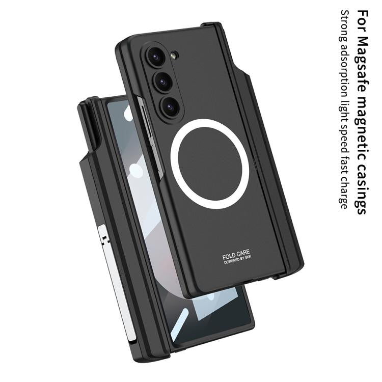For Samsung Galaxy Z Fold6 GKK Integrated MagSafe Folding Phone Case with Pen Box, Not Included Pen(Mountain Gray) by GKK