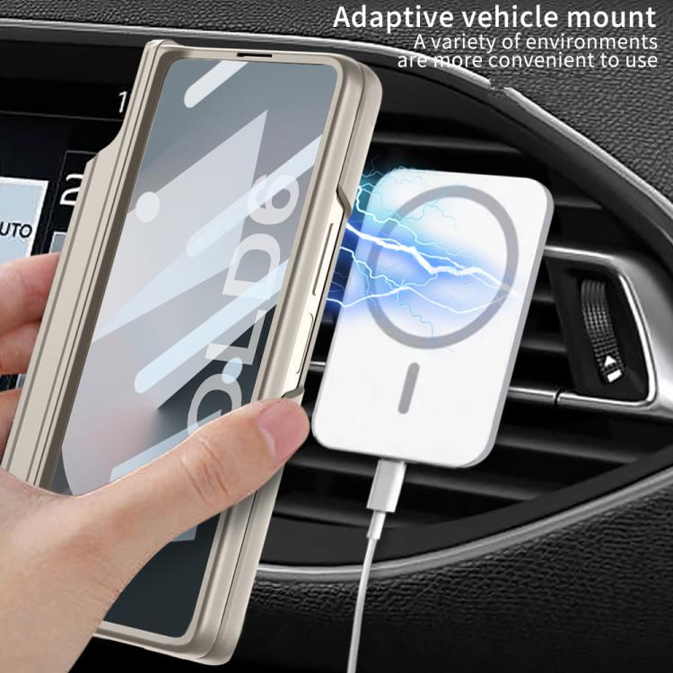 For Samsung Galaxy Z Fold6 GKK Integrated MagSafe Folding Phone Case with Pen Box, Not Included Pen(Mountain Gray) by GKK