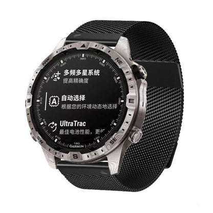 For Garmin Watch 22mm Milanese Dual Section Magnetic Metal Watch Band(Black) by bashfashion