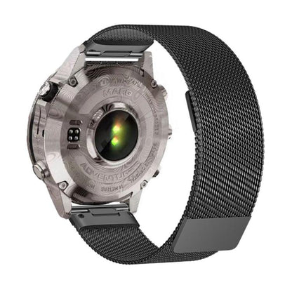 For Garmin Watch 22mm Milanese Dual Section Magnetic Metal Watch Band(Titanium Gray) by bashfashion