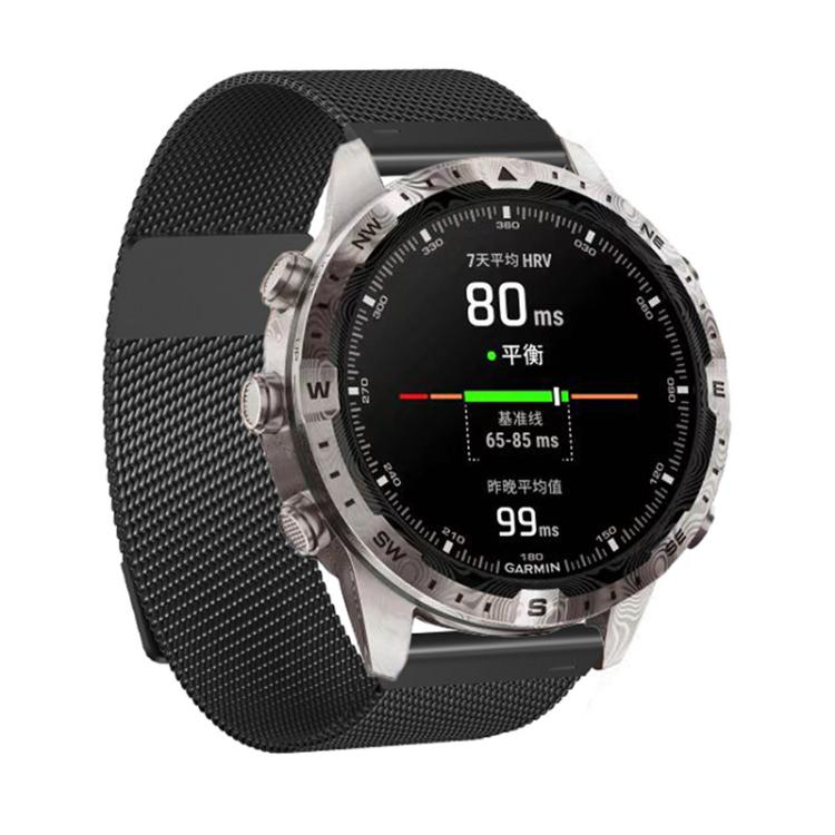 For Garmin Watch 22mm Milanese Dual Section Magnetic Metal Watch Band(Titanium Gray) by bashfashion