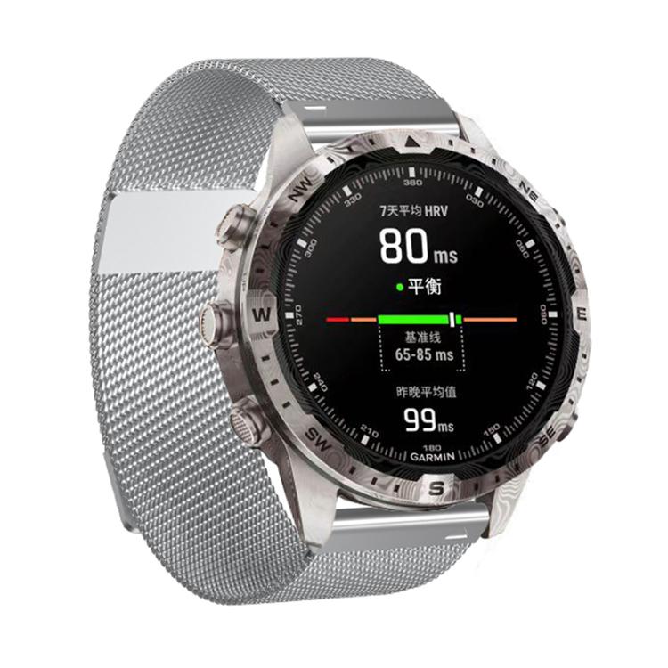 For Garmin Watch 22mm Milanese Dual Section Magnetic Metal Watch Band(Silver) by bashfashion