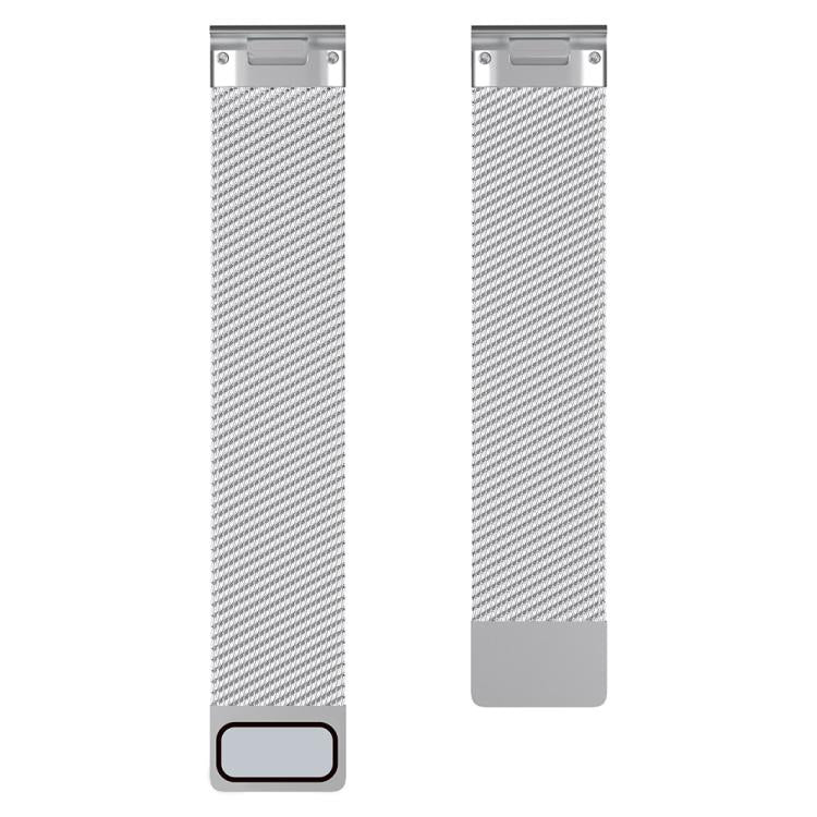 For Garmin Watch 22mm Milanese Dual Section Magnetic Metal Watch Band(Silver) by bashfashion