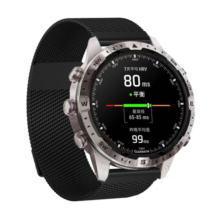 For Garmin Watch 26mm Milanese Dual Section Magnetic Metal Watch Band(Black) by bashfashion