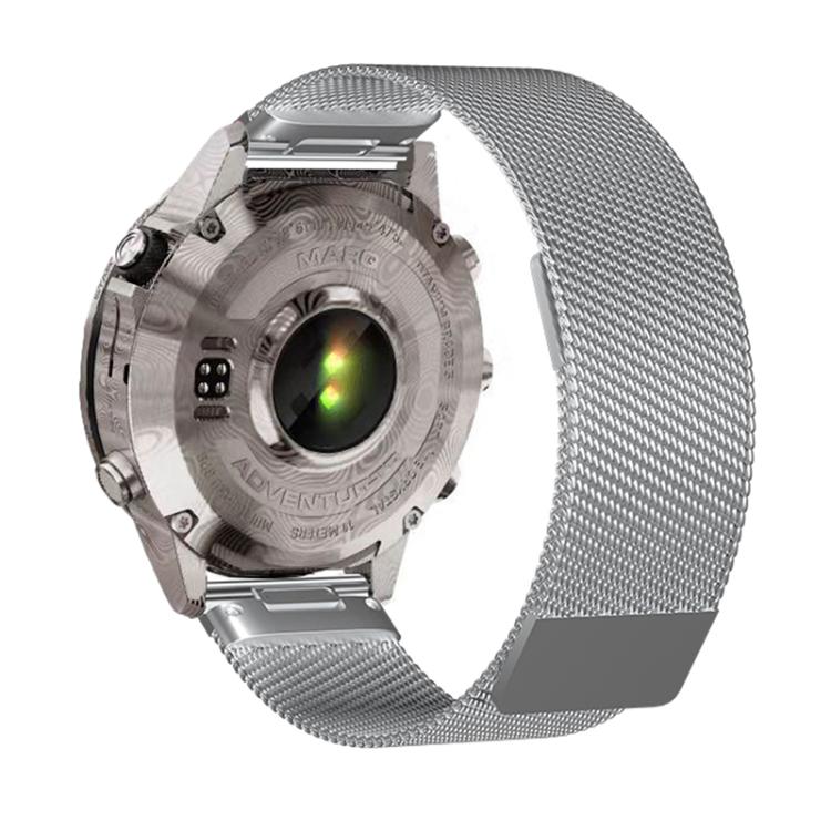 For Garmin Watch 26mm Milanese Dual Section Magnetic Metal Watch Band(Silver) by bashfashion