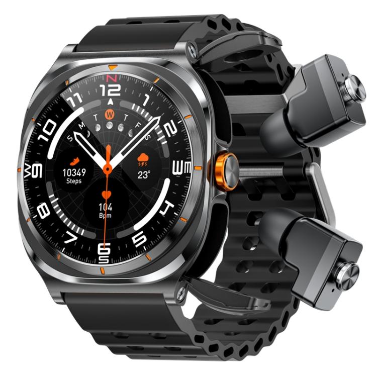 GT98 1.53 inch 2 in 1 Bluetooth Headphone IP67 Waterproof Smart Watch Supports Blood Oxygen Monitoring(Black) by bashfashion