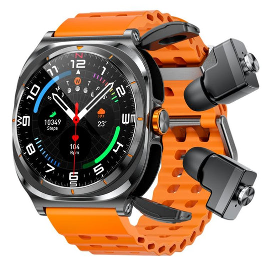 GT98 1.53 inch 2 in 1 Bluetooth Headphone IP67 Waterproof Smart Watch Supports Blood Oxygen Monitoring(Black Orange) by bashfashion