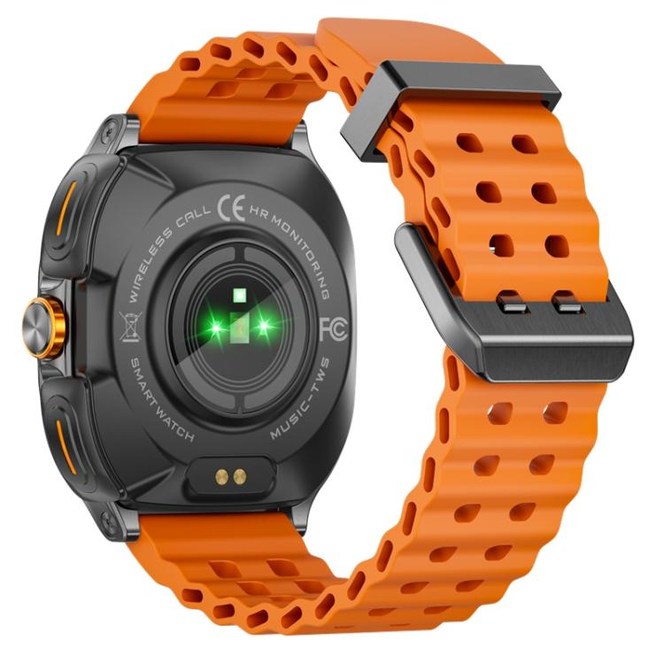 GT98 1.53 inch 2 in 1 Bluetooth Headphone IP67 Waterproof Smart Watch Supports Blood Oxygen Monitoring(Black Orange) by bashfashion
