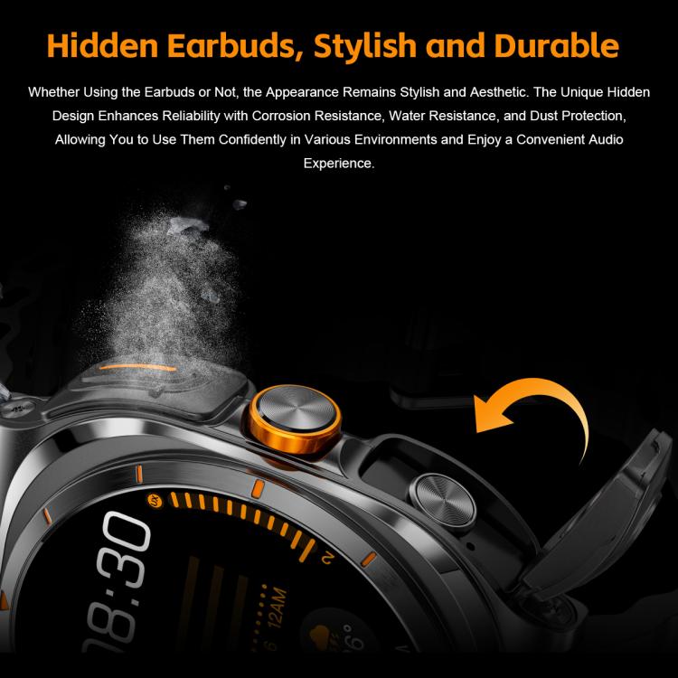GT98 1.53 inch 2 in 1 Bluetooth Headphone IP67 Waterproof Smart Watch Supports Blood Oxygen Monitoring(Silver Orange) by bashfashion