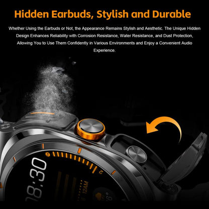 GT98 1.53 inch 2 in 1 Bluetooth Headphone IP67 Waterproof Smart Watch Supports Blood Oxygen Monitoring(Silver Orange) by bashfashion