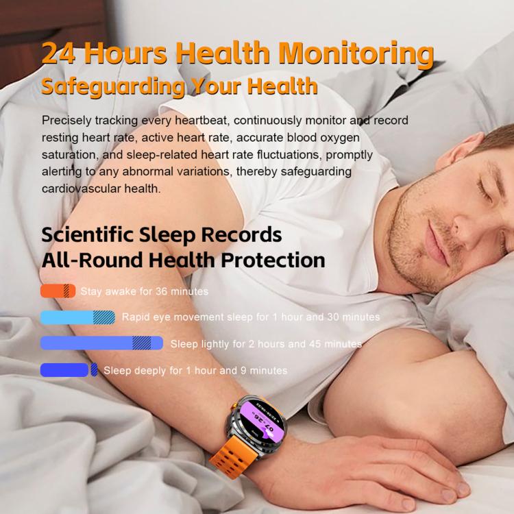 GT98 1.53 inch 2 in 1 Bluetooth Headphone IP67 Waterproof Smart Watch Supports Blood Oxygen Monitoring(Silver Orange) by bashfashion