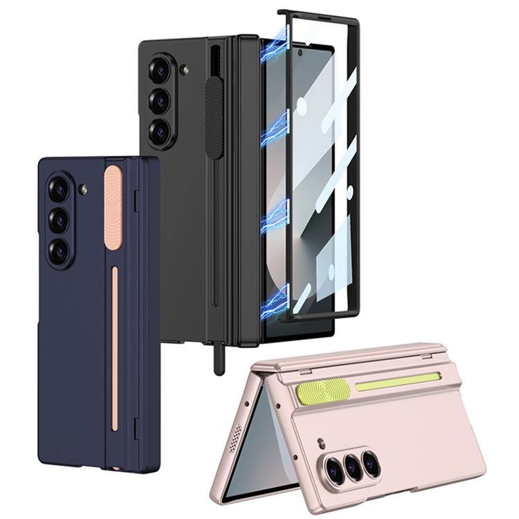 For Samsung Galaxy Z Fold6 GKK Integrated Magnetic Folding Hinge Adjust Gear Phone Case with Pen Slots(Black) by GKK
