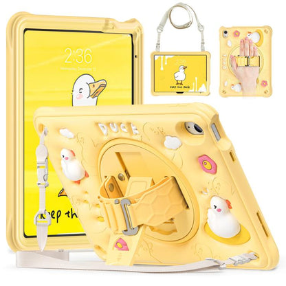 For iPad 2025 / 2022 Duck Rotation Kickstand Silicone Hybrid PC Tablet Case(Yellow) by bashfashion
