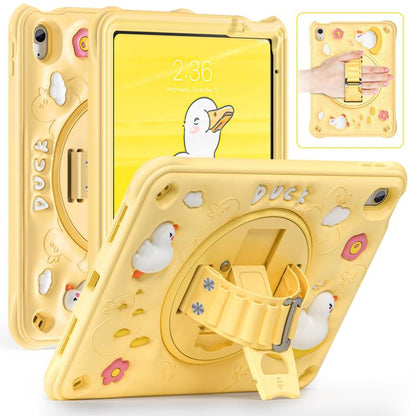 For iPad 2025 / 2022 Duck Rotation Kickstand Silicone Hybrid PC Tablet Case(Yellow) by bashfashion