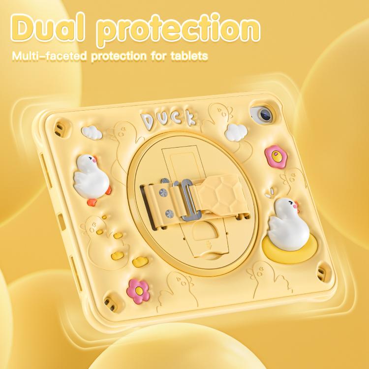 For iPad 2025 / 2022 Duck Rotation Kickstand Silicone Hybrid PC Tablet Case(Yellow) by bashfashion