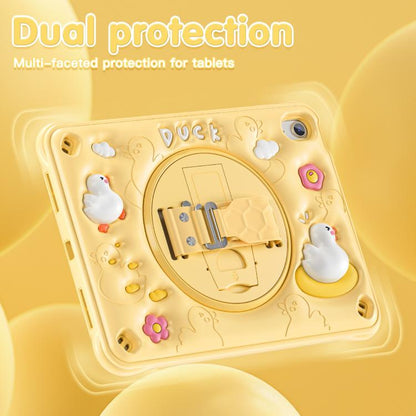 For iPad 2025 / 2022 Duck Rotation Kickstand Silicone Hybrid PC Tablet Case(Yellow) by bashfashion