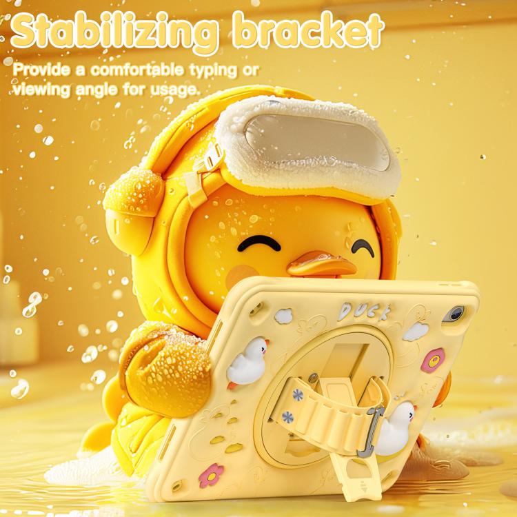 For iPad 2025 / 2022 Duck Rotation Kickstand Silicone Hybrid PC Tablet Case(Yellow) by bashfashion