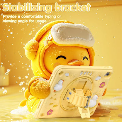 For iPad 2025 / 2022 Duck Rotation Kickstand Silicone Hybrid PC Tablet Case(Yellow) by bashfashion