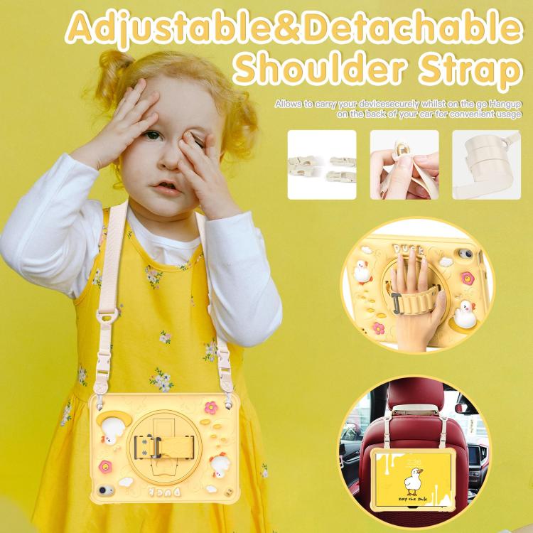 For iPad 2025 / 2022 Duck Rotation Kickstand Silicone Hybrid PC Tablet Case(Yellow) by bashfashion