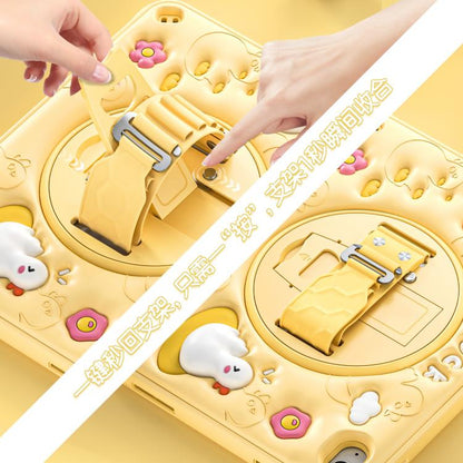For iPad 2025 / 2022 Duck Rotation Kickstand Silicone Hybrid PC Tablet Case(Yellow) by bashfashion