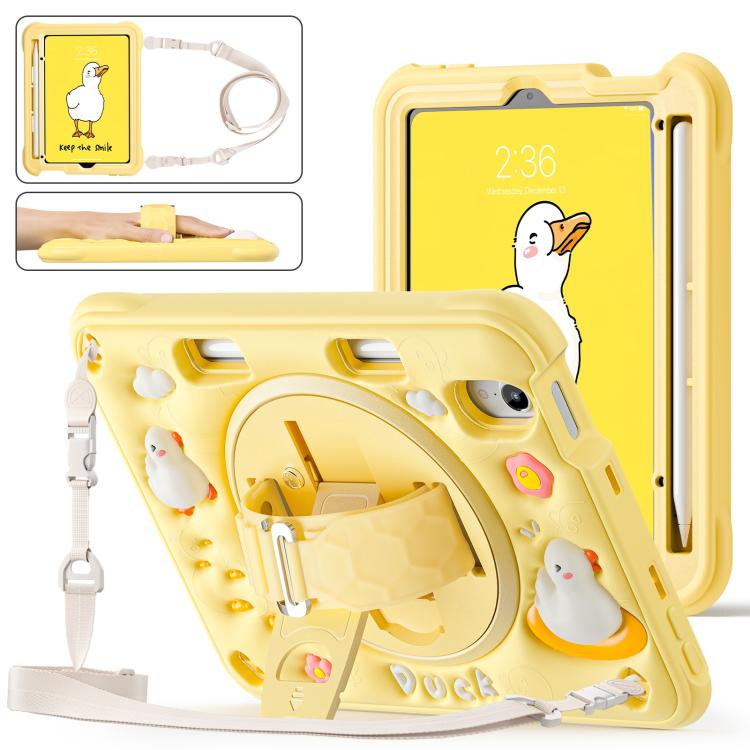 For iPad mini 2024 / mini 6 Duck Rotation Kickstand Silicone Hybrid PC Tablet Case(Yellow) by bashfashion