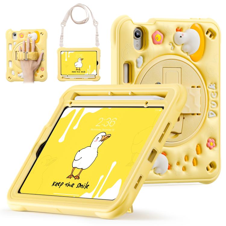 For iPad mini 2024 / mini 6 Duck Rotation Kickstand Silicone Hybrid PC Tablet Case(Yellow) by bashfashion