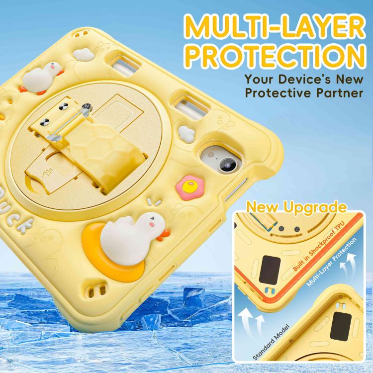 For iPad mini 2024 / mini 6 Duck Rotation Kickstand Silicone Hybrid PC Tablet Case(Yellow) by bashfashion