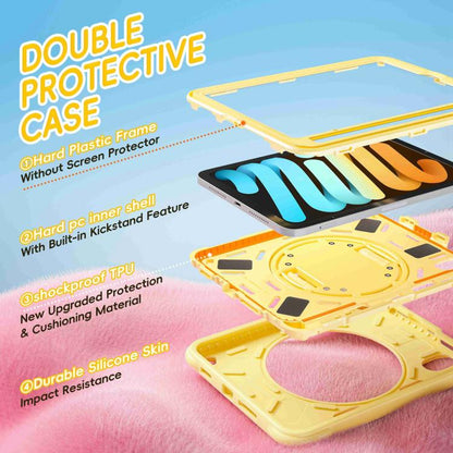 For iPad mini 2024 / mini 6 Duck Rotation Kickstand Silicone Hybrid PC Tablet Case(Yellow) by bashfashion
