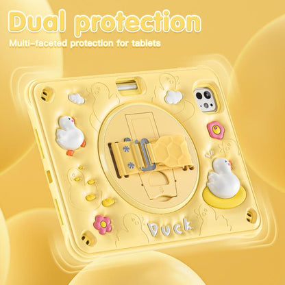 For iPad Pro 11 2025 / 2024 Duck Rotation Kickstand Silicone Hybrid PC Tablet Case(Yellow) by bashfashion