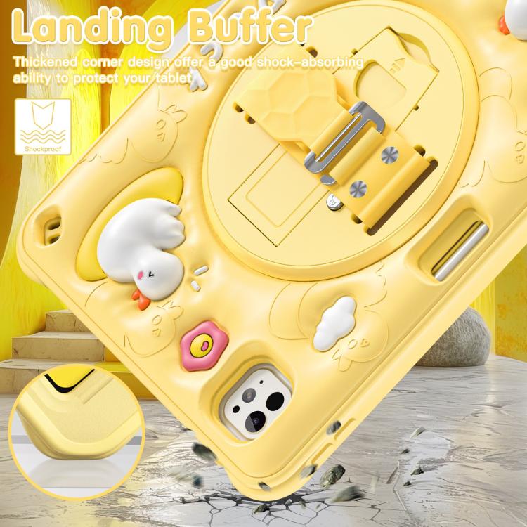 For iPad Pro 11 2025 / 2024 Duck Rotation Kickstand Silicone Hybrid PC Tablet Case(Yellow) by bashfashion
