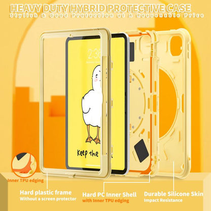 For iPad Pro 11 2025 / 2024 Duck Rotation Kickstand Silicone Hybrid PC Tablet Case(Yellow) by bashfashion