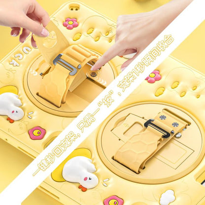 For iPad Pro 11 2025 / 2024 Duck Rotation Kickstand Silicone Hybrid PC Tablet Case(Yellow) by bashfashion
